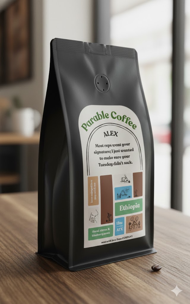 Personalized Parable Coffee bag for B2B sales gifting